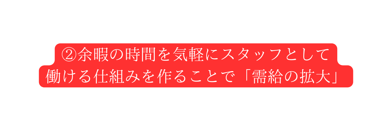 余暇の時間を気軽にスタッフとして 働ける仕組みを作ることで 需給の拡大